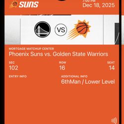 Suns vs Warriors Tickets 12/18