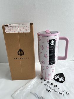 HydroJug Traveler 32oz, Insulated Tumbler with Handle & Straw, Wildrose