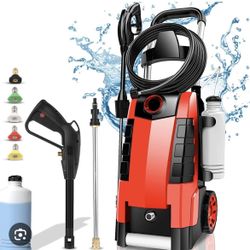 TEANDE Electric Pressure Washer, 3800PSI High Pressure Washer 2.8GPM 1800W Power Washer with Soap Bottle for Cleaning Cars,Garden, DrivewaysRed
