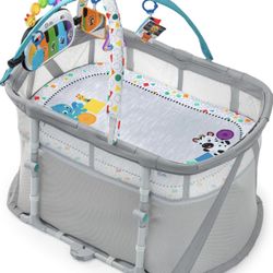 Baby Einstein Kick & Snooze 3 in 1 Foldable Playard, Bassinet, and Musical Play Gym