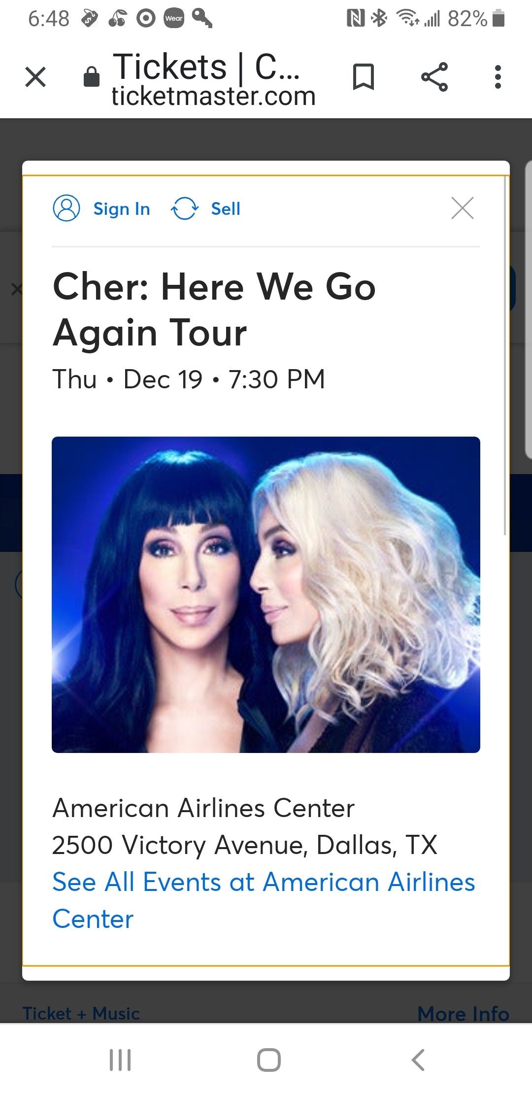 Cher Tickets-2 Floor Seats-Price Drastically Reduced