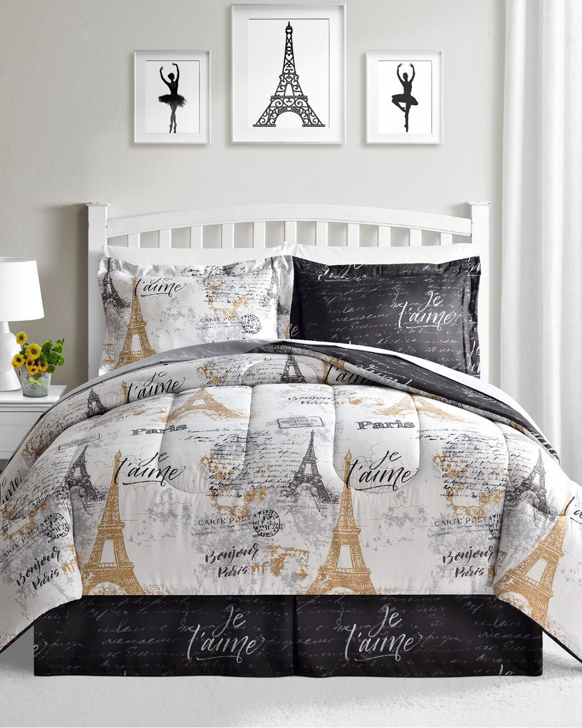 Paris theme California king size 8 pieces comforter set brand new