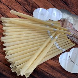 20 Pcs Ear Candles Ear Wax Removal Candles Ear Candling Treatment Cotton Swabs, Protective Discs Set