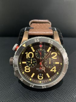 Men's 48-20 Gun Rose Stainless Steel Chronograph Watch With Leather Band