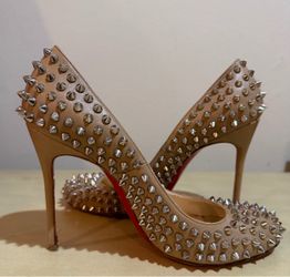 Christian Louboutin Pigalle Spikes 100 Napa Spiked Pumps Beige US 9B Offer/Price