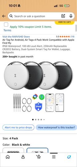 New Air Tag for Android, Air Tags-4 Pack Work Compatible with Apple Find My