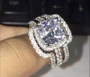 New 10 k white gold wedding ring set engagement ring