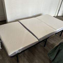 Foldable Twin Bed + Metal Bed Frame