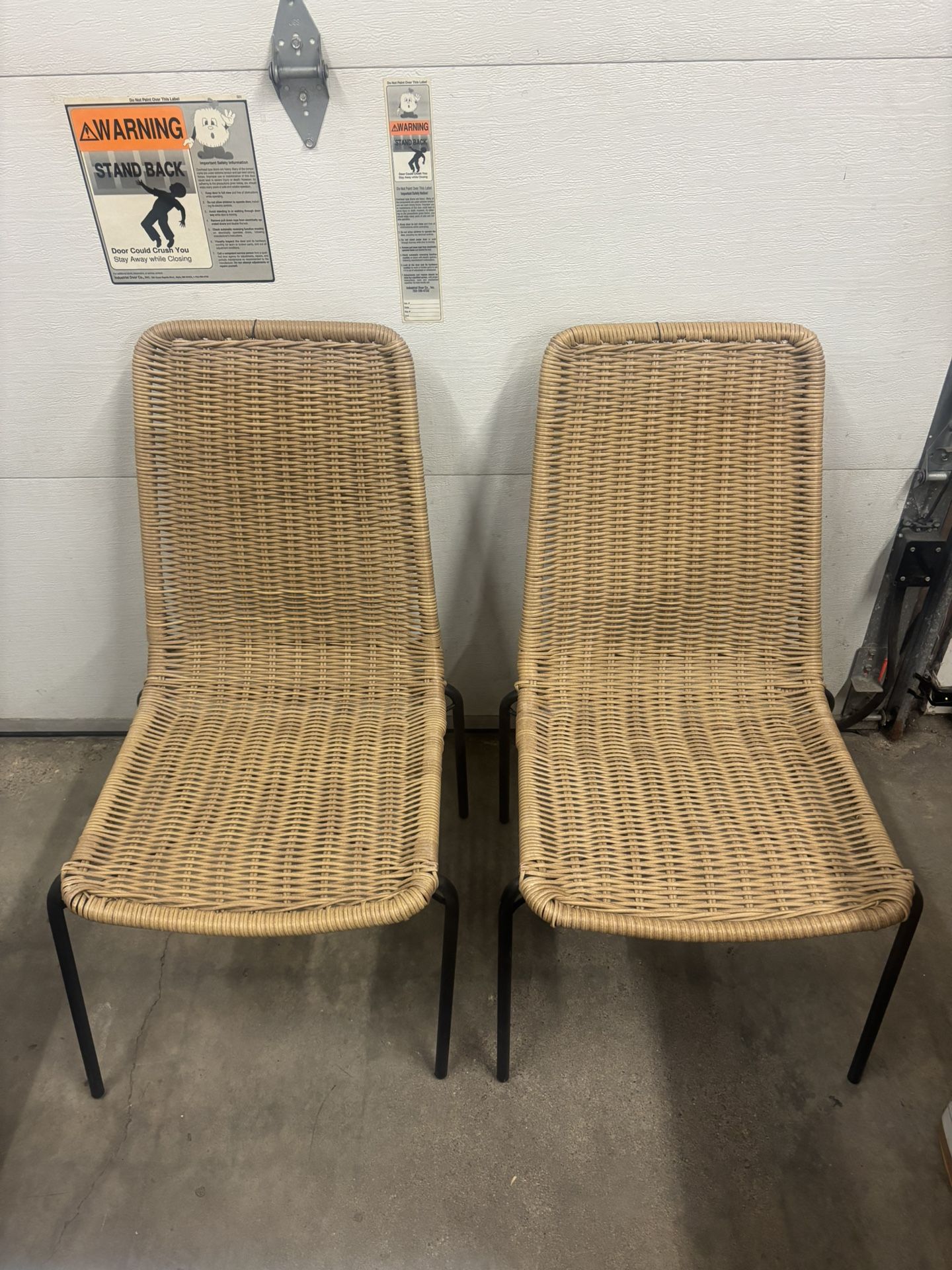New Pair of Stacking Outdoor Patio Wicker Dining Chairs