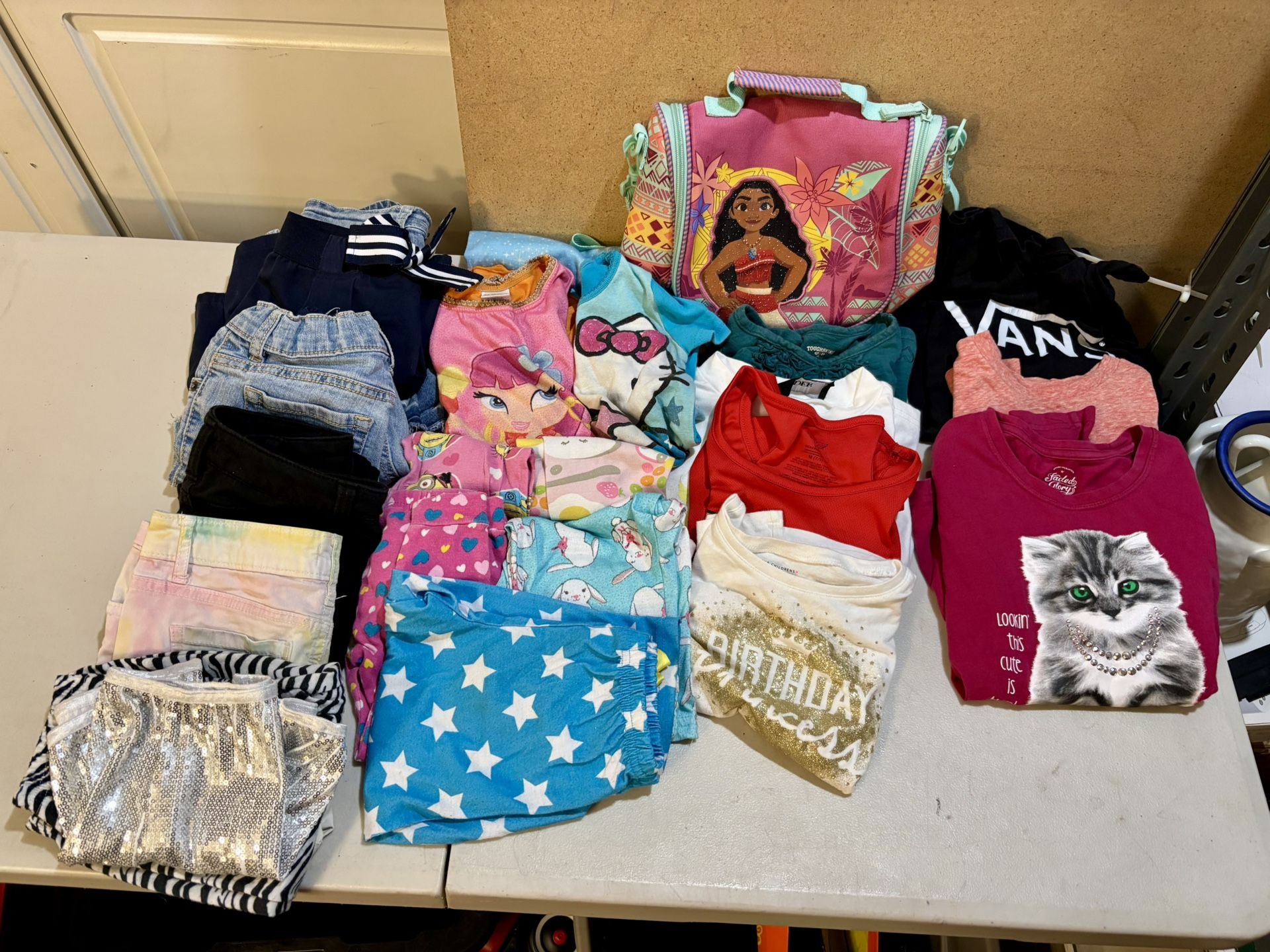 Various boys & girls kids clothes and Moana lunch bag