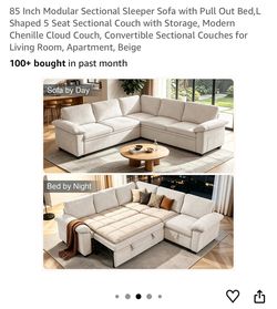 Beige sofa bed sectional