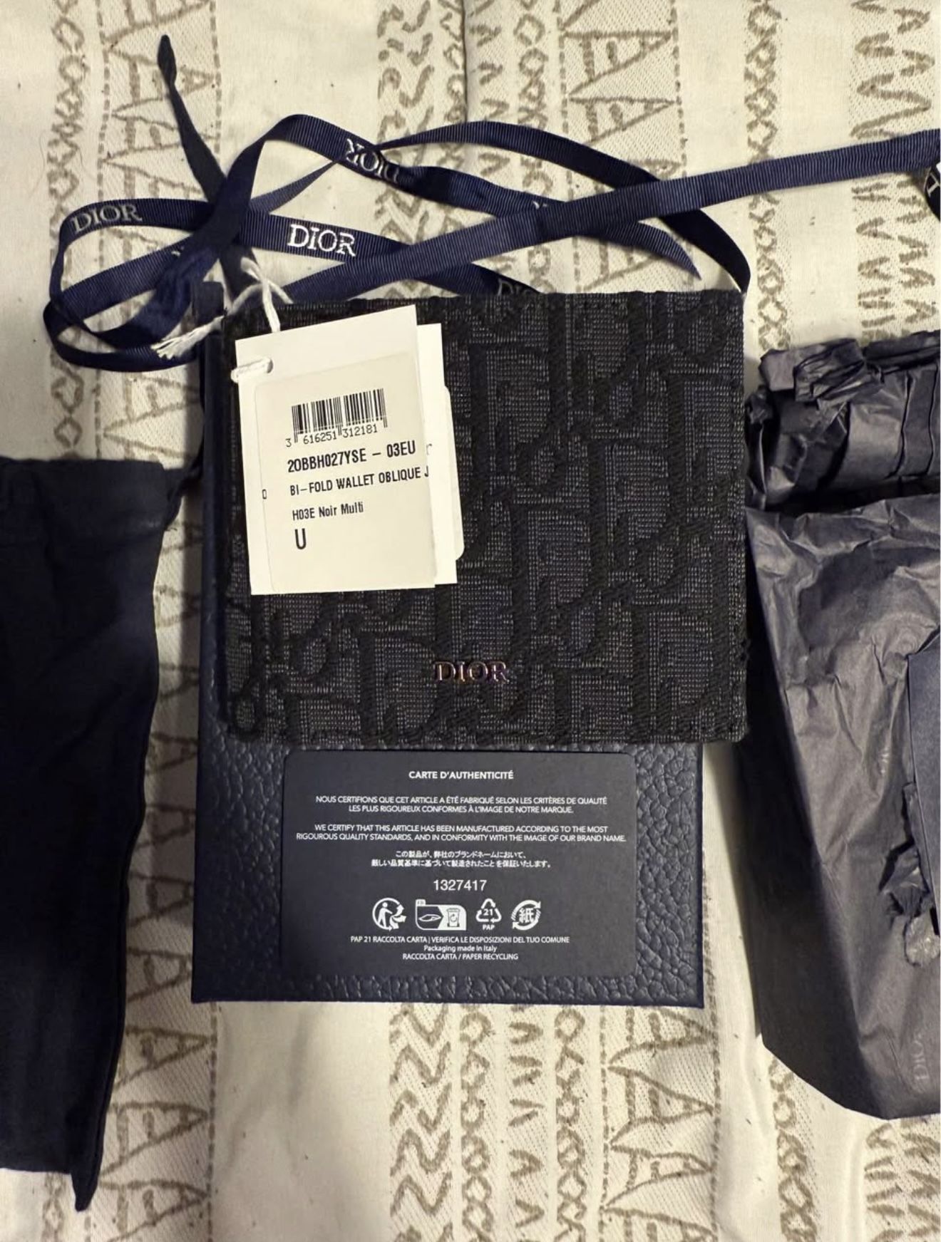 Black Dior Oblique Jacquard Bifold Wallet