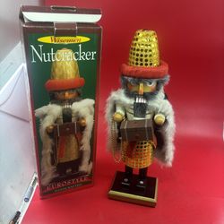 Vintage Wooden Nutcracker Wisemen Is Hand Painted & Holding Box W/Original Box