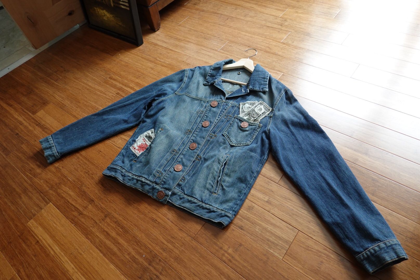 "fake london genius" vintage denim jacket men S - M made in italy