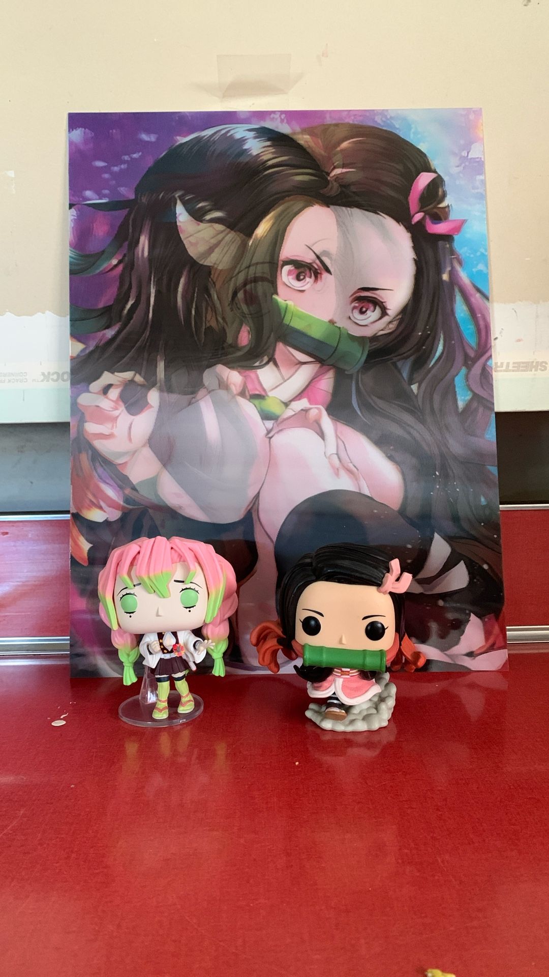 Demon Slayer 3d Poster And Two Funko Pops