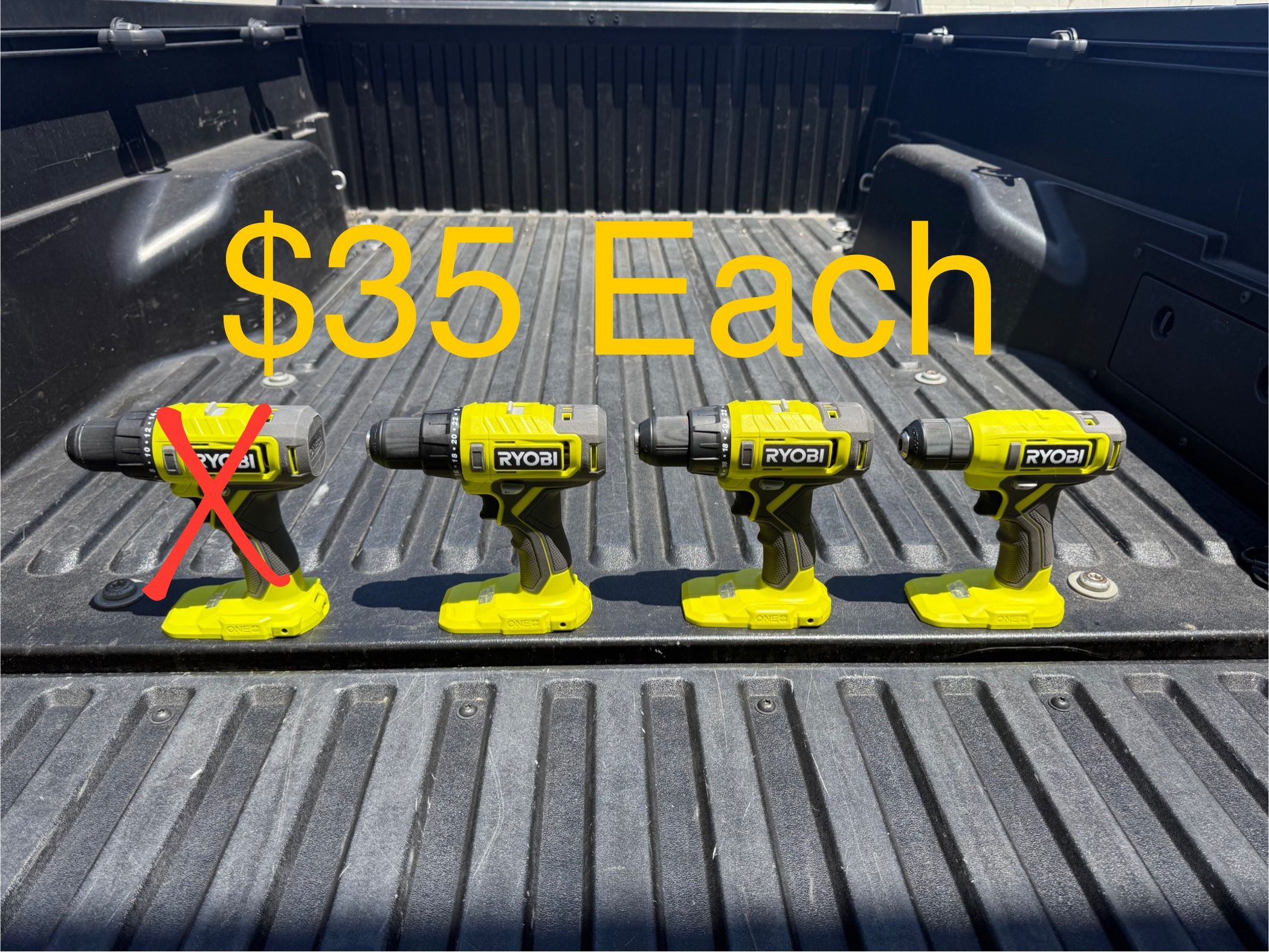 NEW RYOBI ONE+ 18V Cordless 1/2 in. Drill/Driver (Tool Only) **$35 Each**