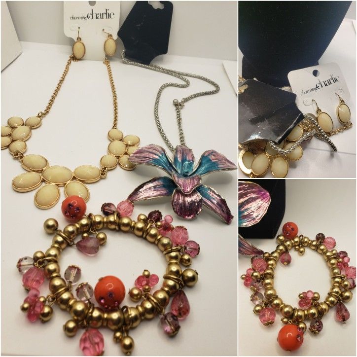 Beautiful Set, Charming Charlie, two Necklaces, Earrings, and Bracelet. NWT