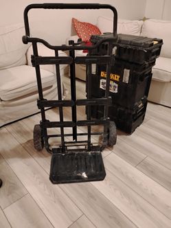 Though DeWalt metal cart and boxes