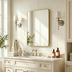 New in Box: 20" x 30" Gold Bathroom Vanity Mirror