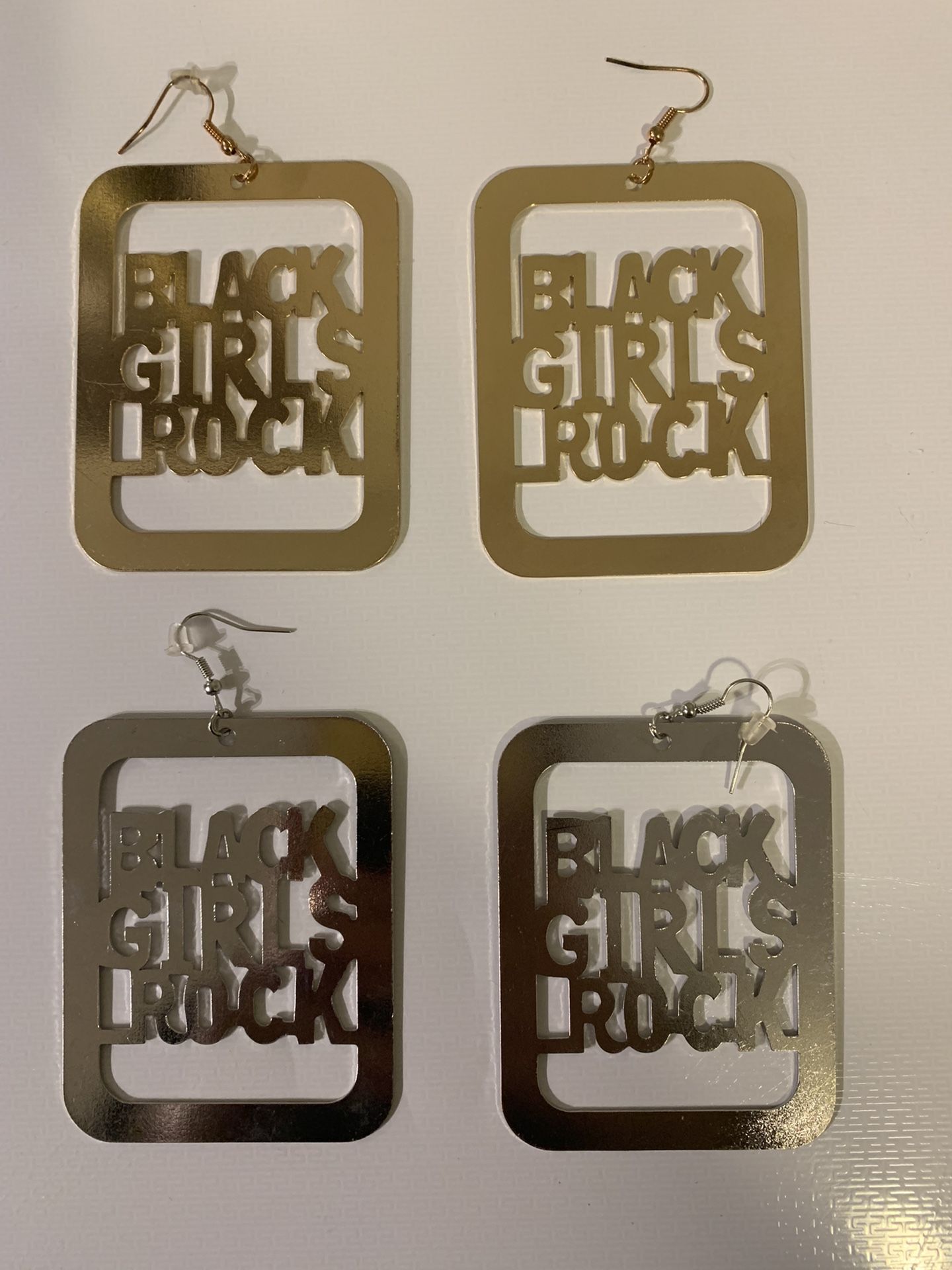 Silver Black Girls Rock Earrings