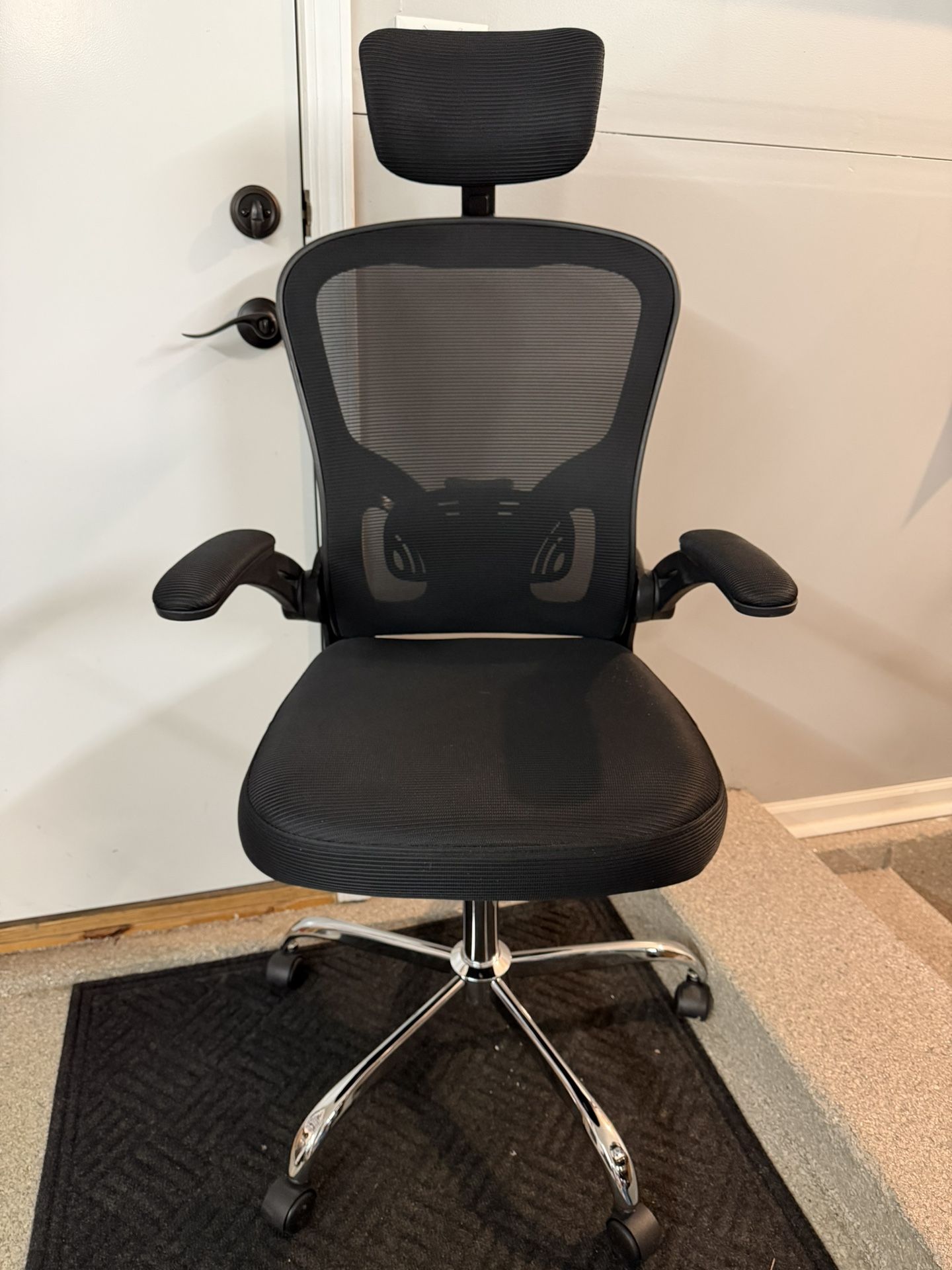 Brand New Black Mesh Tall Back Ergonomic Office Chair w/Flip Up Armrests & Adjustable Lumbar Support