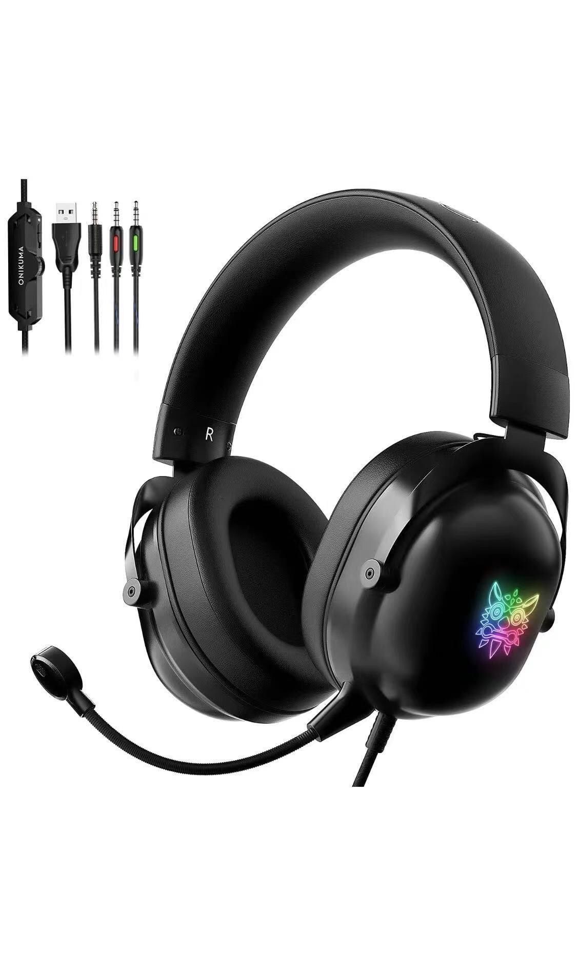 Stereo Gaming Headset for Xbox One,PS4,PS5,PC,Laptop,Mic Headphones,ONIKUMA Gaming Headphones with Mic for Computer Headset Mic with Noise Cancelling