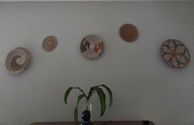 Set of 5 Woven Basket Wall Decor