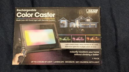 FEIT Electric ® 'Rechargeable COLOR CASTER' Multi-Color LED Flood Light with Remote Control ~ Brand New in Box! Perfect for Halloween! 🎃