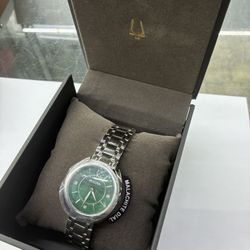 Bulova Classic Diamond Malachite S-Steel Quartz Ladies Watch