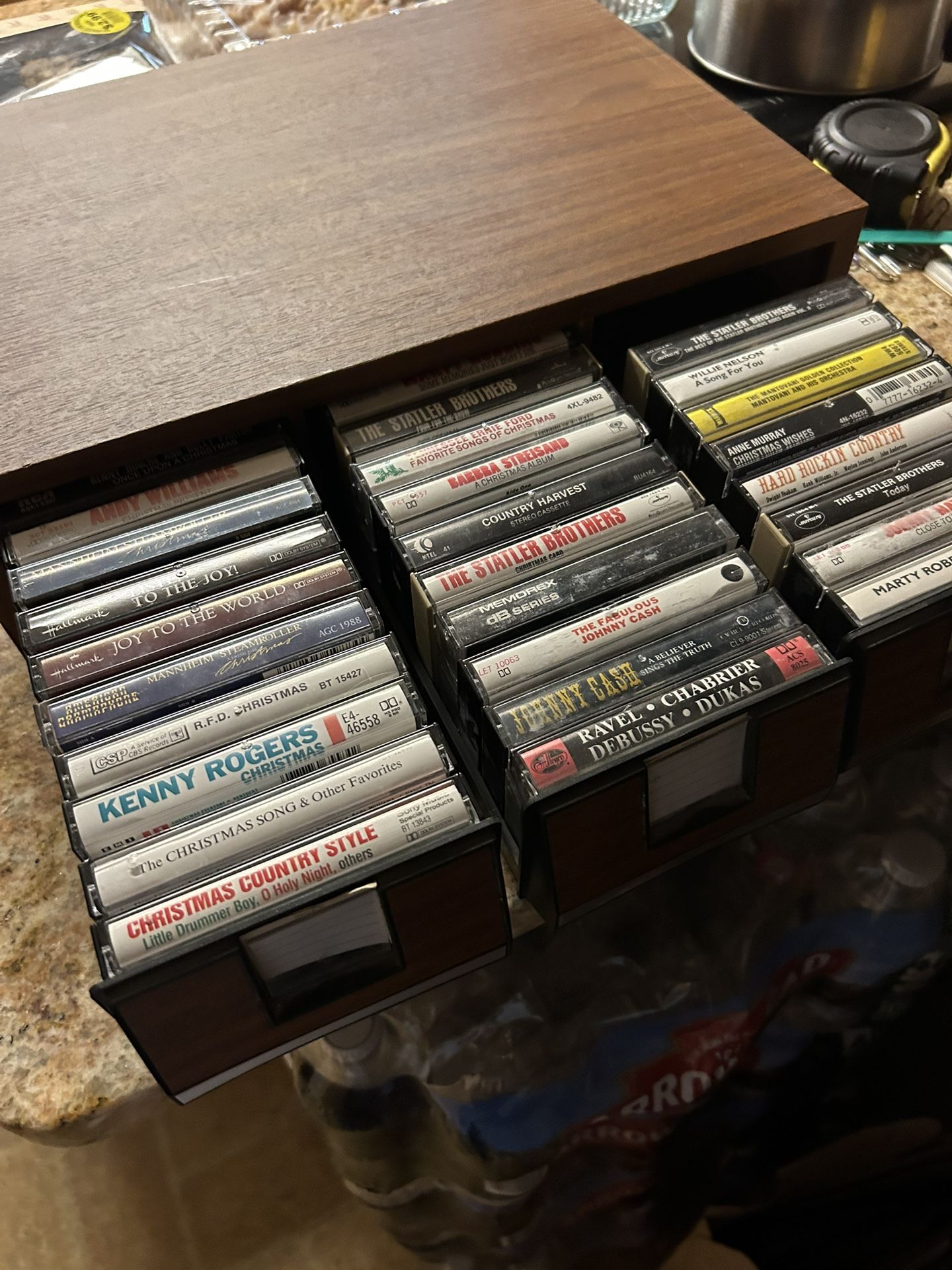1960-70’s Cassette Tapes & 3 Drawer Cabinet