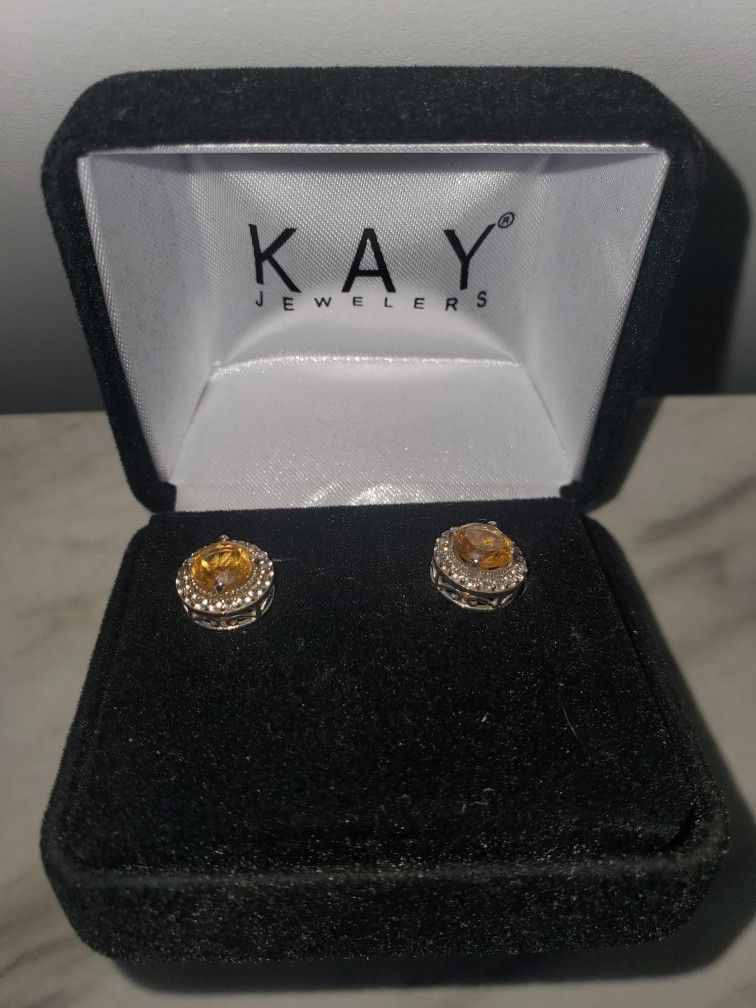 Kay Jewelers Citrine Diamond Earrings