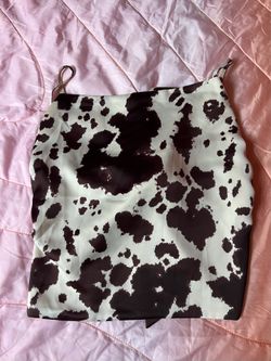 Open back cow print shirt