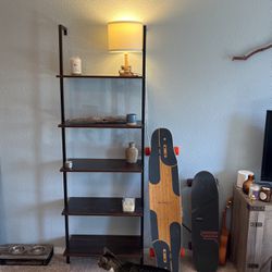 Ladder shelf, Wood, Metal, Black, Walnut