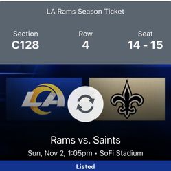 Rams vs Saints Nov.2 Tickets