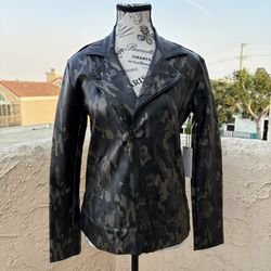 Koral Activewear Specter metallic camo-print vegan leather moto jacket small NWT