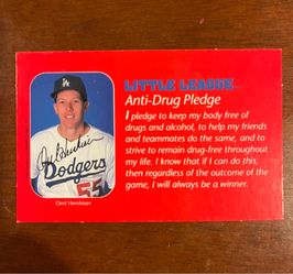 Los Angeles Dodgers Orel Hershiser Little League Card