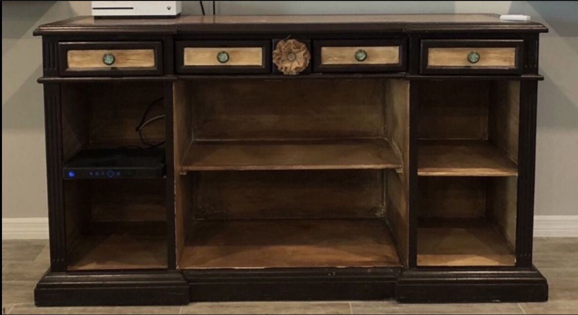 Wooden Book Nook, Stand For Tv, Etc.. Just Over 3 Feet Tall by 68 1/2 inches wide