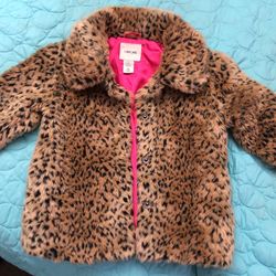 Girls cheetah coat size M