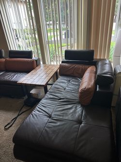 L shaped leather couch