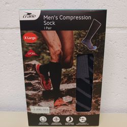 Crane Men's XL  Compression Sock 1 Pair
Gray and Black