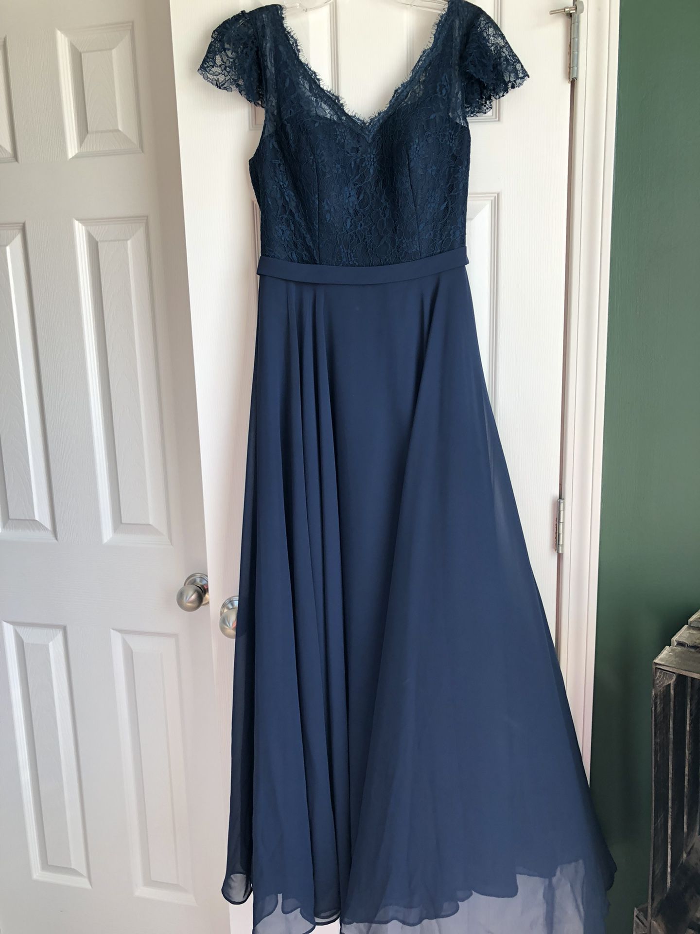 Floor Length Dark Blue Bridesmaid Dress