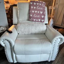 Gorgeous studded white power recliner