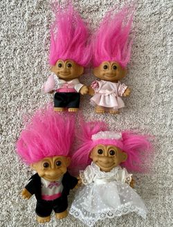 Vintage 90s Russ Trolls Dolls Wedding Bridal Party Bride Groom
