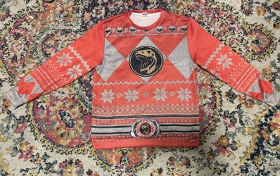 Ugly Christmas Sweater Mighty Morphin Power Rangers Red