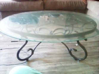 Oval glass coffee table