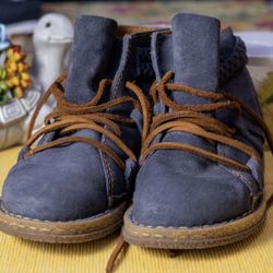 Boots  “Born Women’s Blue Suede Braided Lace Up Ankle Boots”