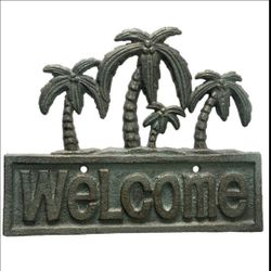 LAST ONE! Brand New! 8" Welcome Palm Tree Metal Plaque | PU in Winter Springs