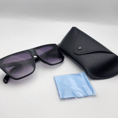 Fashion Vintage Ladies Oversized Square Unisex Luxury Purple Sunglasses and Case