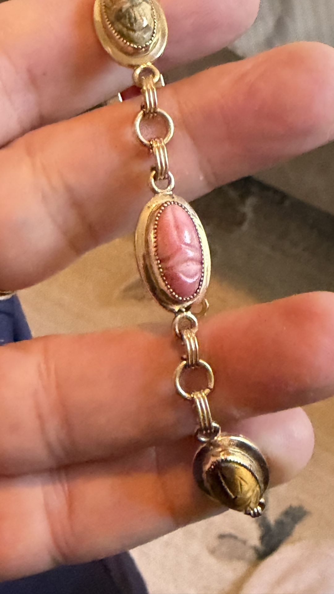 Vintage Gold Filled Bracelet With Natural Gemstones