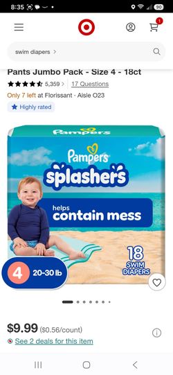 Pampers Splashers Swim Diapers Size 4, 18ct